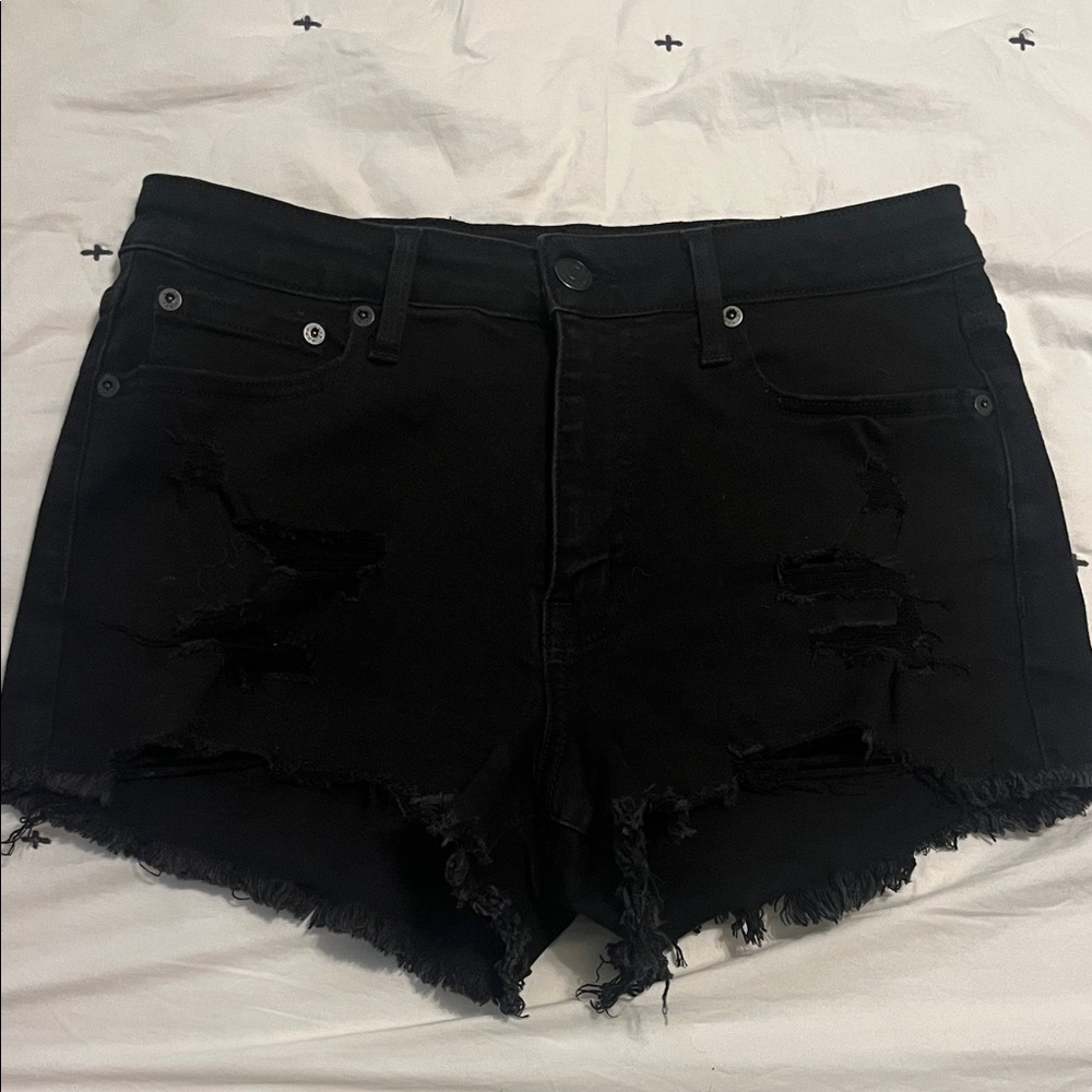Aeropostale Black Frayed Jean Shorts